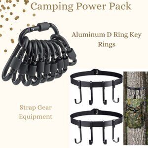 Camping power pack Aluminum D Ring Key Rings, Tree Hanger Gear1 Combo Pack